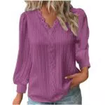 KOG Damen Langarmshirt V-Ausschnitt Baumwolle Pullover - Gutschein Amazon