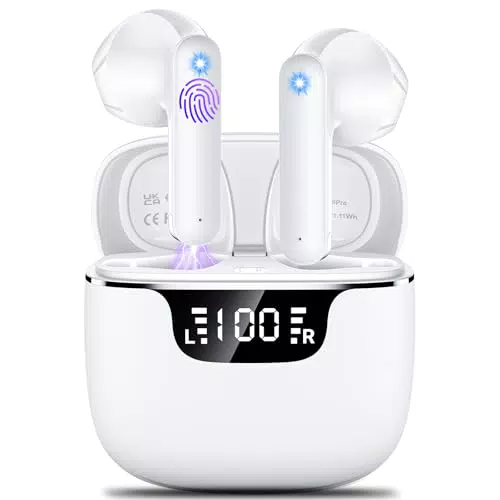 Bluetooth Kopfhörer - Kabellos, HiFi Stereo, Bass, 4 Mikrofone, 42 Std. Spielzeit, IP6 Wasserdicht, Touch Control