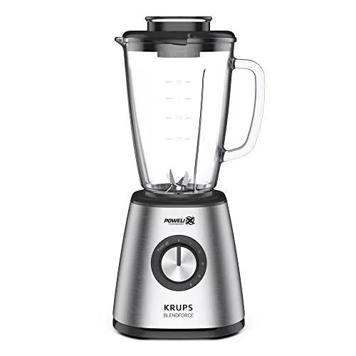 Krups Standmixer Blendforce 2 | 800 Watt | 5 Geschwindigkeiten | Pulsfunktion | 1,75 Liter Thermoglasbehälter | Eiszerkleinerer | Edelstahl