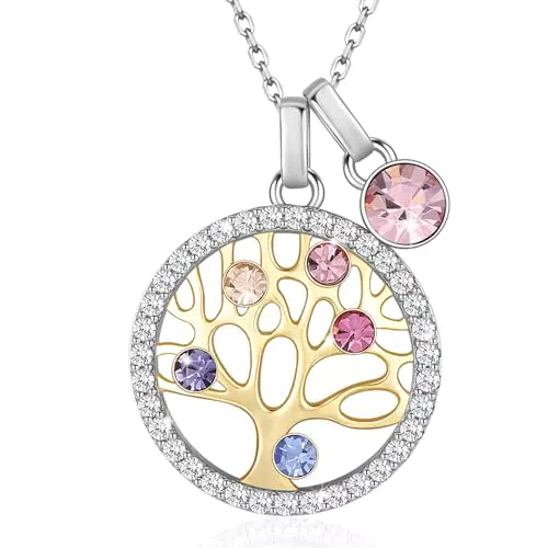 "LEKANI Lebensbaum Halskette aus 925 Sterling Silber für Damen - Schmuck Geschenk für Frauen"