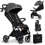 Kinderwagen LIONELO Cloe - Verstellbare Rückenlehne, Schlaffunktion, Große Schwenkräder, Moskitonetz, Becherhalter - Grau