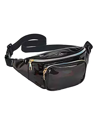 LIVACASA Bauchtasche Damen Transparent Gürteltasche Kinder Wasserabweisend Hüfttasche Schultertaschen Mädchen Umhängetaschen Handytasche Tasche Party Fest Reise Stern Schwarz