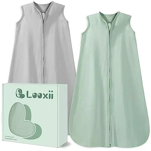Looxii Babyschlafsack Sommer 100% Baumwolle 0.5 Tog für Neugeborene 0-6 Monate