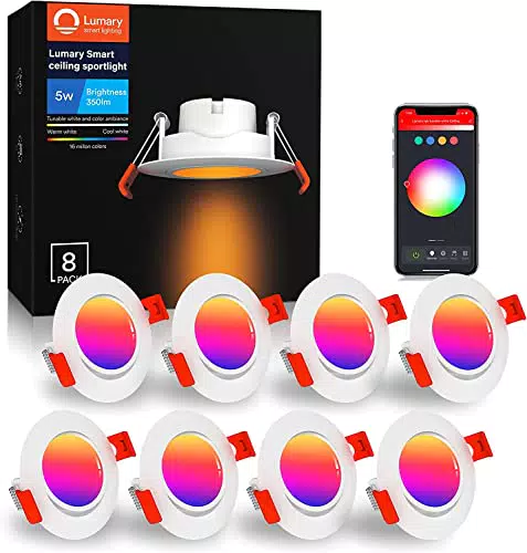 Einbaustrahler LED Spot Dimmbar - Smart RGBWW Schwenkbar Ultra Flach 5W LED Einbauleuchten - Decken Einbauleuchte Kompatibel mit Alexa/Google Home
