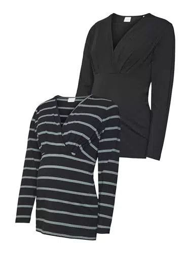 MAMALICIOUS Damen Langarmshirt Mia, Schwarz