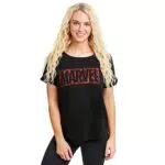 Marvel Damen Comic Logo T-Shirt - Schwarz