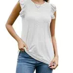 MAVIS LAVEN Damen Sommer-Tanktop mit gesmoktem Design und Rüschenärmeln