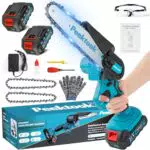 Mini Kettensäge mit Akku von Peektook - 6 Zoll Handkettensäge für Gartenscheren und Holzschneiden - 2 Akkus und 2 Ketten inklusive
