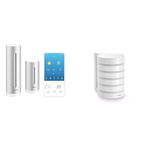 Netatmo Smarte Wetterstation mit Wandhalterung - WLAN, Funk, Innen- und Außensensor, Wettervorhersage, Hygrometer, Luftqualität - Kompatibel mit Amazon Alexa, Apple HomeKit und Google Home.