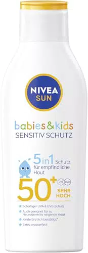 NIVEA SUN Kids Sensitiv Sonnenmilch LSF 50+ - Extra wasserfest, ohne Parfüm