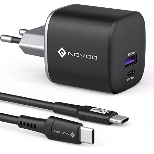 NOVOO 67W USB C Ladegerät GaN Ⅲ USB C Netzteil Schnellladegerät Kompaktes Reisen kompatibel MacBook Pro/Air