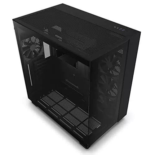 NZXT H9 Flow - Dual-Chamber ATX Mid-Tower PC-Gaming-Gehäuse mit gehärteten Glasfront- und Seitenteilen