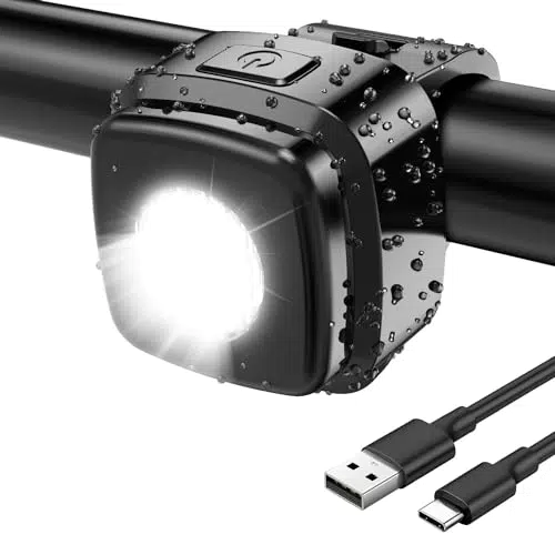 OnMeto Fahrradlicht vorne, IPX5 wasserdicht, wiederaufladbarer USB Scheinwerfer