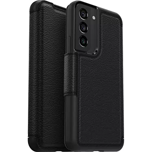 OtterBox Strada Hülle für Samsung Galaxy S23 - Stoßfestes Premium Lederfolio mit Kartenhaltern - Schwarz