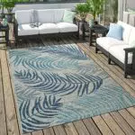 Outdoor Teppich mit Pastell Palmen Design für Terrasse und Balkon