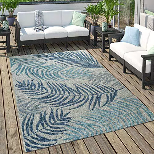 Outdoor Teppich mit Pastell Palmen Design für Terrasse und Balkon