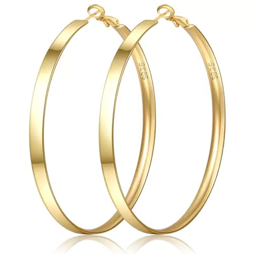 PABBEU Creolen 5mm Gold Groß Ohrringe Hypoallergen für Damen und Mädchen