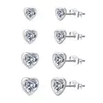 PABBEU Ohrstecker Silber 925 Hypoallergen Herz Knorpel mit Zirkonia