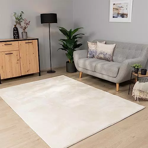 Paco Home Teppich Wohnzimmer Schlafzimmer Kurzflor Waschbar Einfarbiges Muster Flauschig Weich rutschfest Moderne Deko