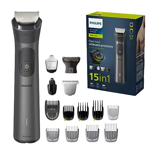 Philips Multigroom Series 7000 Barttrimmer und Haarschneider - 15-in-1 All-in-One für Gesicht, Kopf und Körper