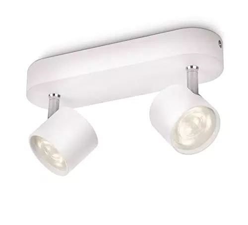 Philips LED Deckenspots mit warmweißem Licht und schwenkbaren Spotköpfen, energiesparend in Weiß