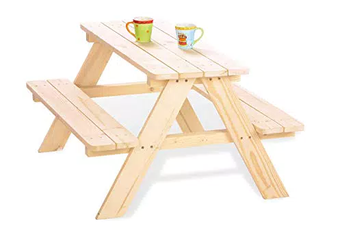PINOLINO Kindersitzgarnitur Picknicktisch aus Massivholz für Kinder ab 2 Jahren