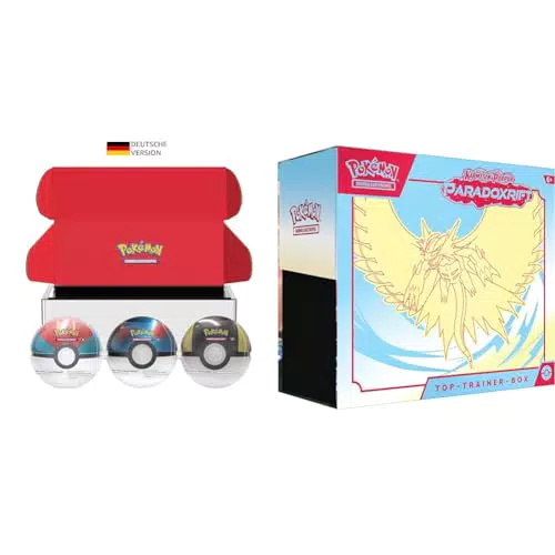 Pokémon Sammelkartenspiel Tin-Box Bundle Pokéball und Top-Trainer-Box