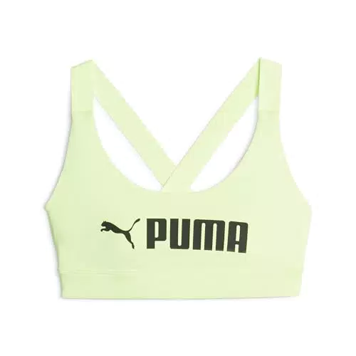 PUMA Damen Mid Impact Fit Sport-BH, Black Metallic, S