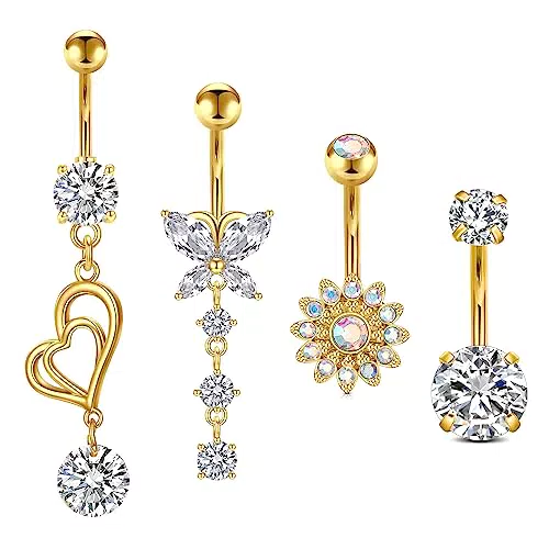 Rajnard Bauchnabelpiercing 14G Baumelnd Barbell Chirurgenstahl Schmuck Frauen