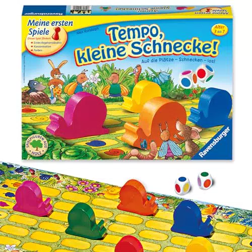 Ravensburger Kinderspiel - Tempo kleine Schnecke: Das spannende Schneckenrennen