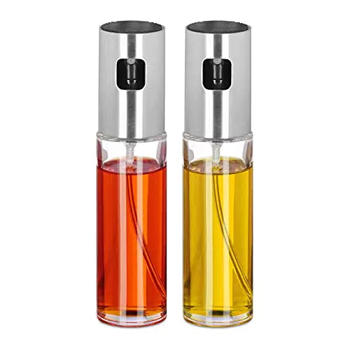 Relaxdays Essig- und Ölsprüher Set aus Glas für Kochen, Backen und Grillen