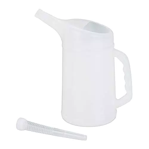 Relaxdays Ölkanne 2 L, flexibler Einfüllstutzen, Ölmessbecher