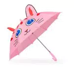 Kinder Regenschirm mit 3D Katzenmotiv - Ø 78 cm - Polyester - Rosa