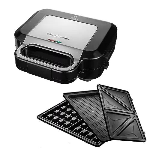 Russell Hobbs 3-in-1 Multifunktionsgerät: Sandwichmaker, Waffeleisen, Kontaktgrill - Creations mit spülmaschinengeeigneten, antihaftbeschichteten Platten (BPA-frei)