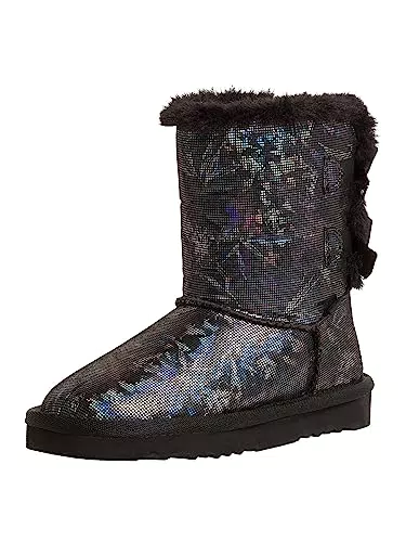 s.Oliver Mädchen Winterstiefel ohne Absatz mit Schleife - Gefüttert - Schwarz