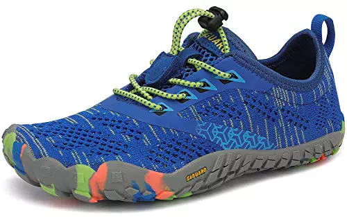Kinder Barfußschuhe für Trailrunning und Training, atmungsaktiv und rutschfest, Blau