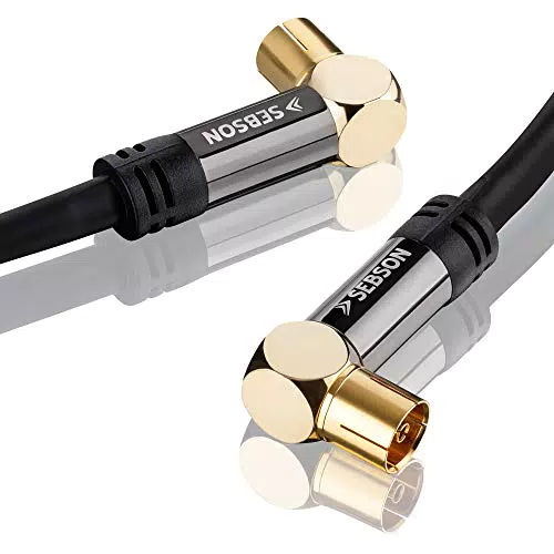 SEBSON Koaxial Kabel 90° gewinkelt, 105dB 4-fach abgeschirmt für HDTV und Radio