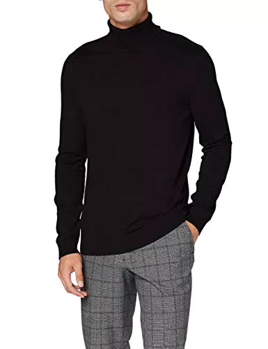 SELECTED HOMME Rollkragenpullover für Herren, Schwarz