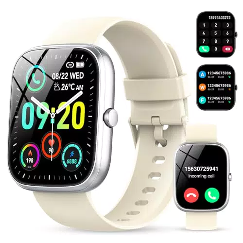 Smartwatch für Herren und Damen - Voll Touch Smartwatch mit Bluetooth Anrufen und 100+ Sportmodi - IP68 Wasserdichte Sportuhr mit Fitness- und Schlafüberwachung - Kompatibel mit Android und iOS