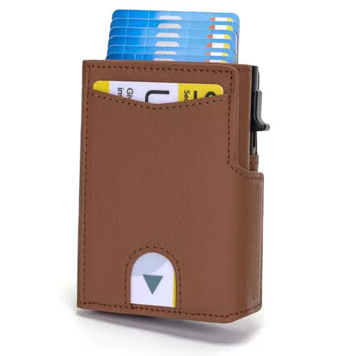 Snmoec Herren Slim Wallet mit Münzfach und RFID Blocker für 8-10 Karten