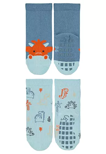 Sterntaler Baby-Jungen Doppelpack ABS Söckchen mit Drache und Dinos