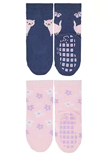 Sterntaler Baby-Mädchen Doppelpack ABS Söckchen Katze und Blumen