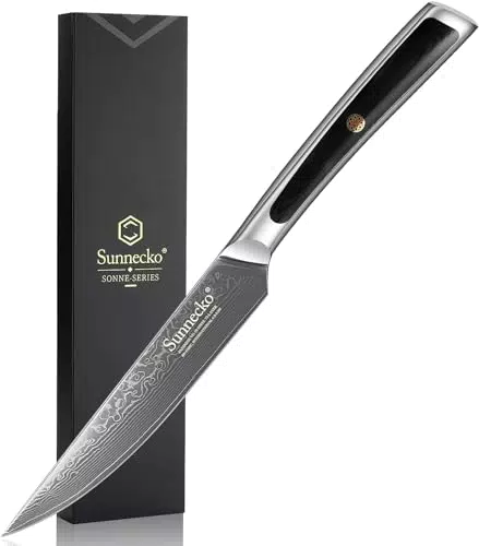 Sunnecko Damastmesser 20cm - Japanisches Kochmesser aus VG10 Stahl, Ergonomischer Griff - Sonne Serie