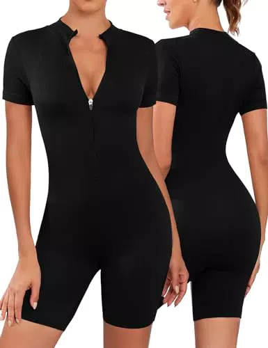 Jumpsuit Damen mit Reißverschluss - Sportanzug für Yoga - Elegant und Eng anliegend