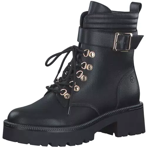 Tamaris Damen Schnürstiefel Vegan; BLACK/schwarz;
