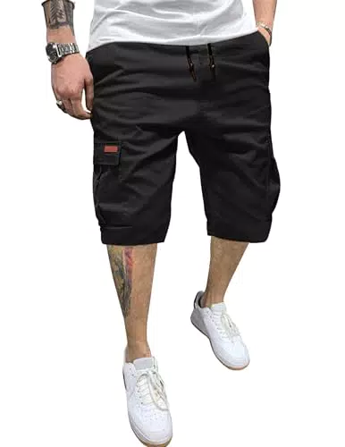 Cargo Shorts Herren - Sommer Chino Shorts Männer Schwarz