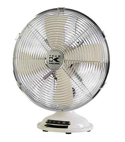 Kalorik Retro Metall-Tischventilator mit Oszillation und 3 Geschwindigkeitsstufen, Ø 30 cm