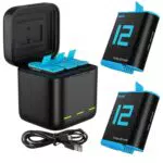 TELESIN Ladegerät mit 2 Li-Ion-Akkus für GoPro Hero 12, 11, 10, 9 Black