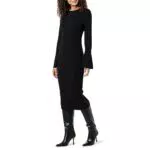 Drop Pulloverkleid für Damen mit Glockenärmeln in Schwarz