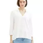 TOM TAILOR Damen Basic Bluse mit Polo Kragen